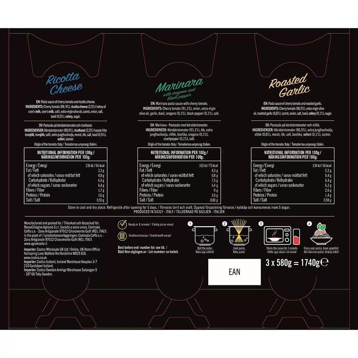 Agromonte Cherry Tomato Pasta Sauce Variety Pack (3x720g) - LemonSalt