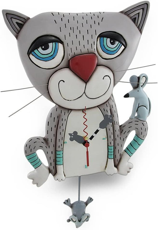 Allen Designs Mouser Whimsical Gray Cat Wall Clock | {{ collection.title }}