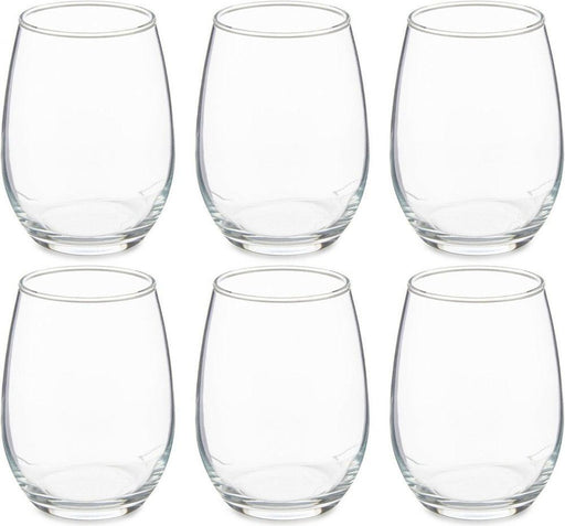 Amber Stemless Wine Glass Water Tumbler - Set of 6 (570ml) - LemonSalt