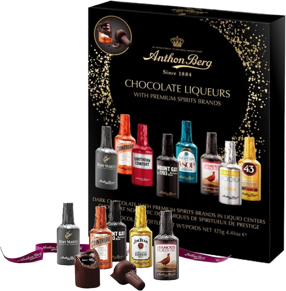 Anthon Berg Luxury 8 Dark Chocolate Liqueurs Selection Box (125g