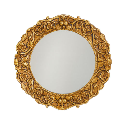 Antiqued Gold Framed Ornate Small Mirror (14cm) - LemonSalt