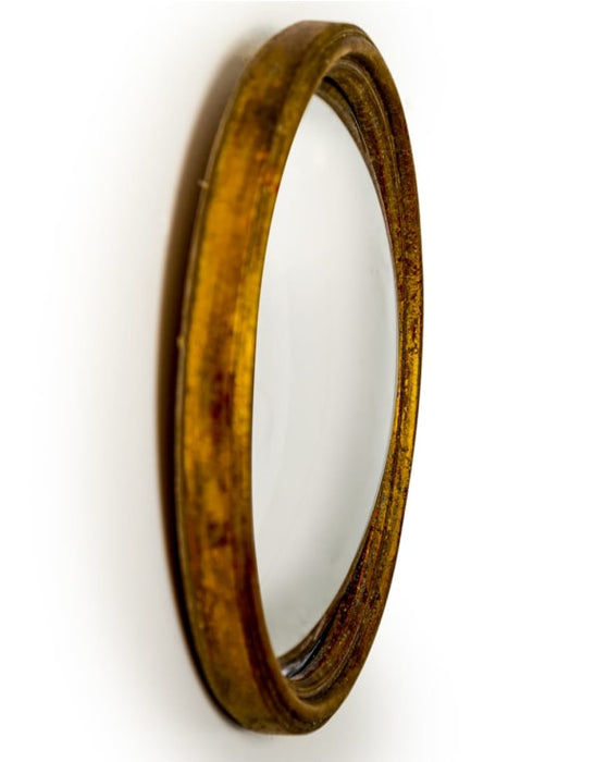 Antiqued Gold Thin Framed Extra Small Convex Mirror (9.5cm) - LemonSalt