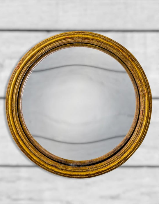 Antiqued Gold Thin Framed Large Convex Mirror (21cm) - LemonSalt