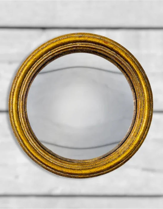 Antiqued Gold Thin Framed Small Convex Mirror (13.5cm) - LemonSalt