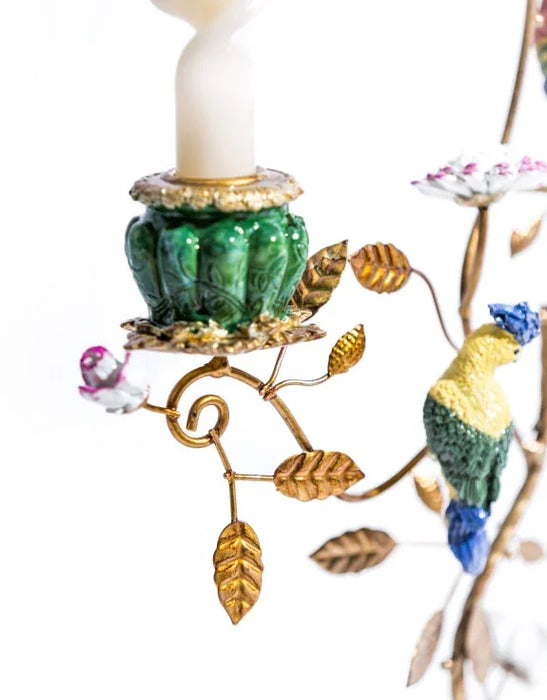 Antiqued Ornate Multi Branch Parrot Candle Holder (36cm) - LemonSalt