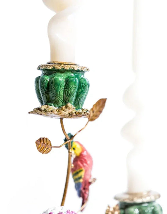Antiqued Ornate Multi Branch Parrot Candle Holder (36cm) - LemonSalt