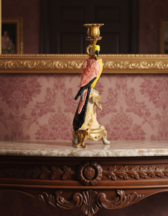 Antiqued Ornate Parrot Candle Holder (33cm) - LemonSalt