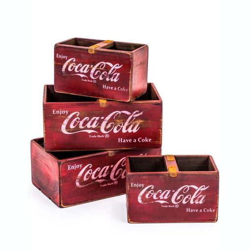 Antiqued Wooden Cola Storage Boxes - Set of 4 - LemonSalt