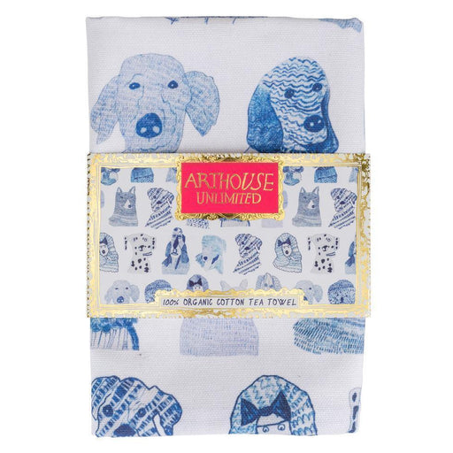 Arthouse Unlimited 100% Organic Cotton Tea Towel - Blue Dogs - LemonSalt
