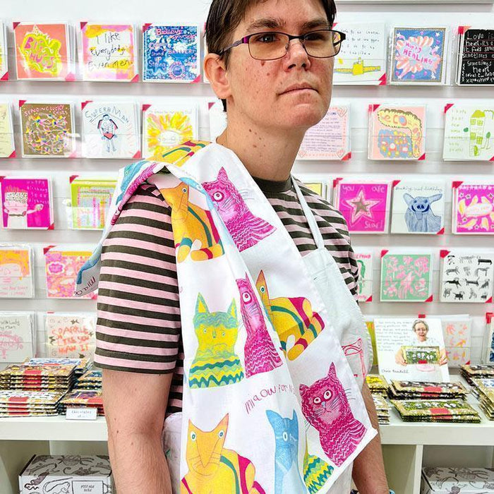 Arthouse Unlimited 100% Organic Cotton Tea Towel - Miaow for Now - LemonSalt