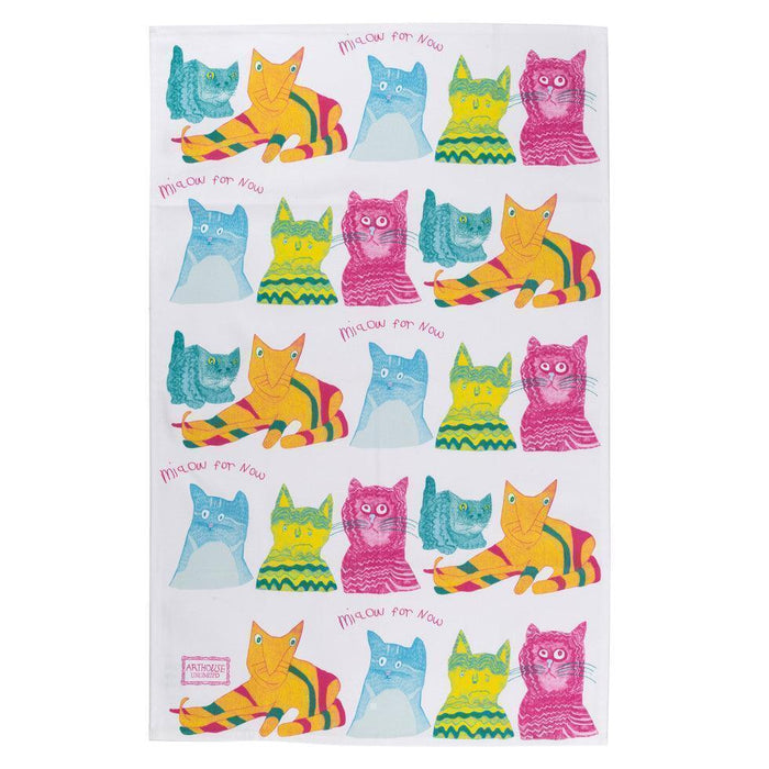 Arthouse Unlimited 100% Organic Cotton Tea Towel - Miaow for Now - LemonSalt