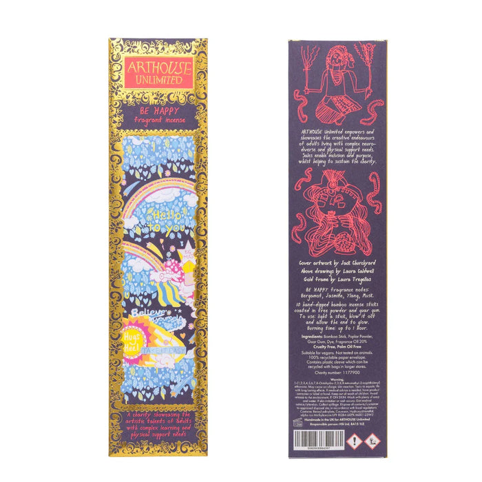 Arthouse Unlimited Be Happy Incense Sticks - Silver Rods - LemonSalt