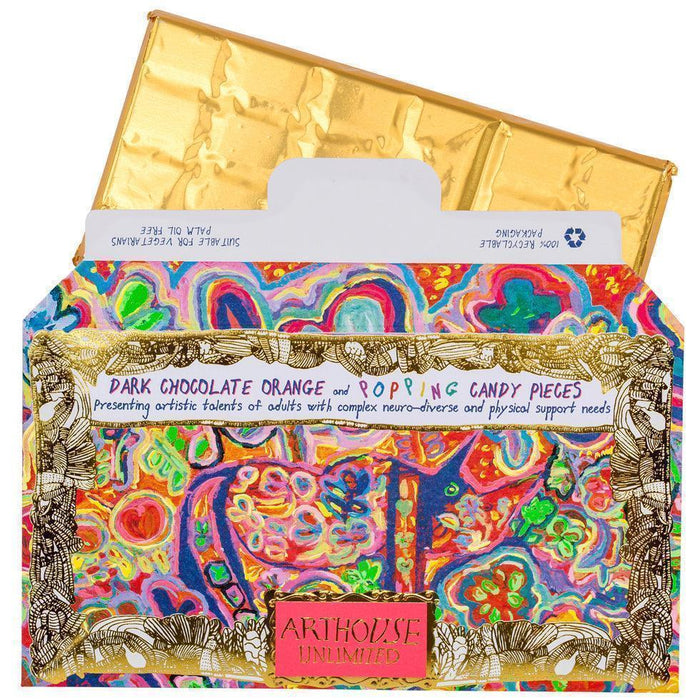 Arthouse Unlimited Dark Chocolate Bar with Orange & Popping Candy pieces - Rhino in Bloom (85g) - LemonSalt