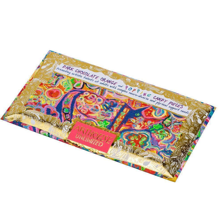 Arthouse Unlimited Dark Chocolate Bar with Orange & Popping Candy pieces - Rhino in Bloom (85g) - LemonSalt