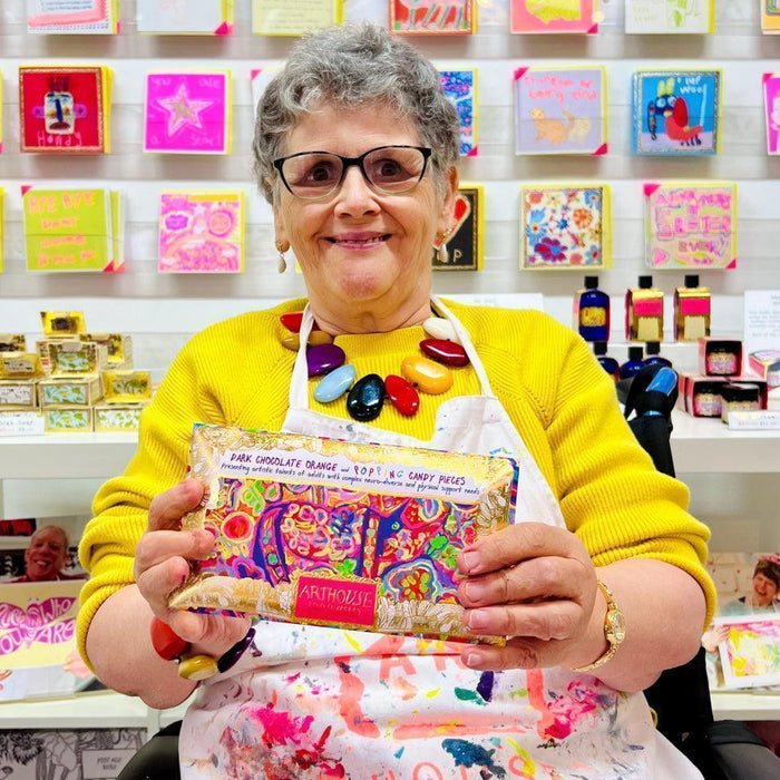 Arthouse Unlimited Dark Chocolate Bar with Orange & Popping Candy pieces - Rhino in Bloom (85g) - LemonSalt