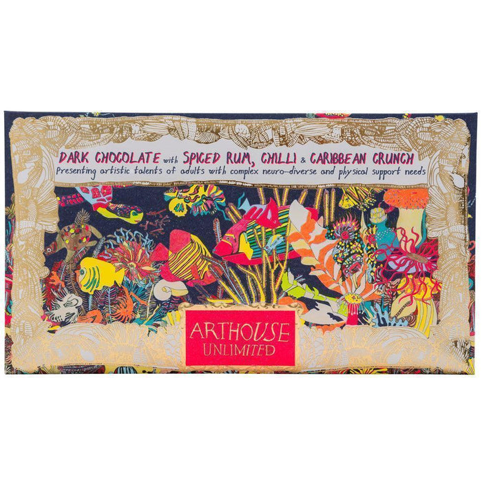 Arthouse Unlimited Dark Chocolate Bar with Spiced Rum, Chilli & Caribbean Crunch - Angels of Deep (85g) - LemonSalt