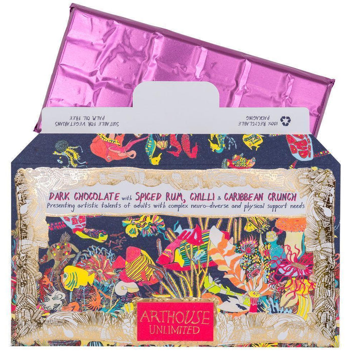 Arthouse Unlimited Dark Chocolate Bar with Spiced Rum, Chilli & Caribbean Crunch - Angels of Deep (85g) - LemonSalt