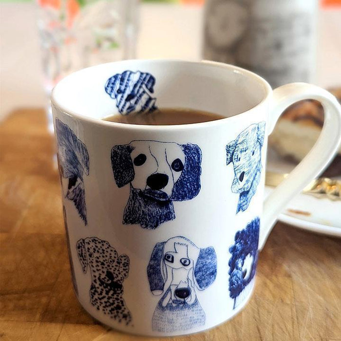 Arthouse Unlimited Fine Bone China Mug - Blue Dogs - LemonSalt