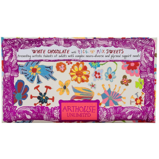 Arthouse Unlimited White Chocolate Bar with Pick 'n' Mix Sweets - Yellow Daffodil (85g) - LemonSalt