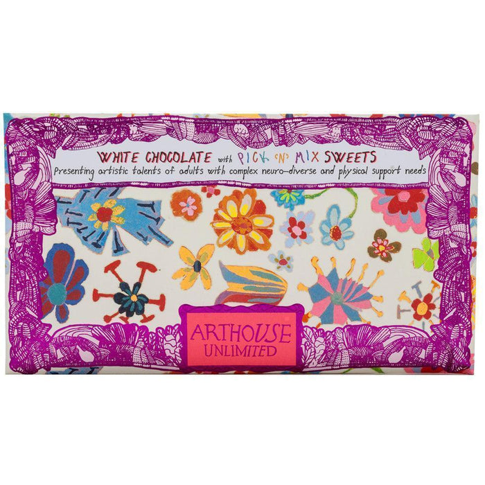 Arthouse Unlimited White Chocolate Bar with Pick 'n' Mix Sweets - Yellow Daffodil (85g) - LemonSalt
