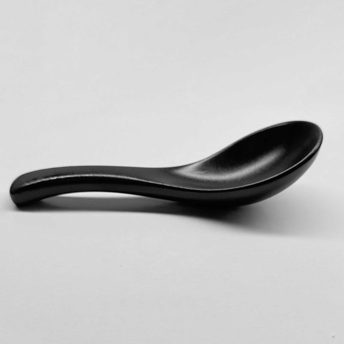 Artisan Japanese Ceramic Soup Spoon | Perfect for Ramen, Pho & Rice - Obsidian Black - LemonSalt