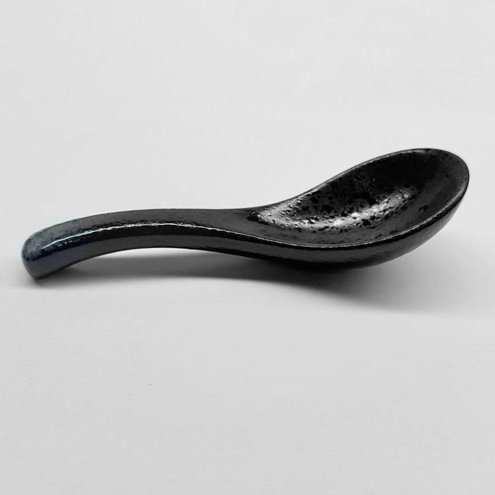 Artisan Japanese Ceramic Soup Spoon | Perfect for Ramen, Pho & Rice - Volcanic Ash - LemonSalt