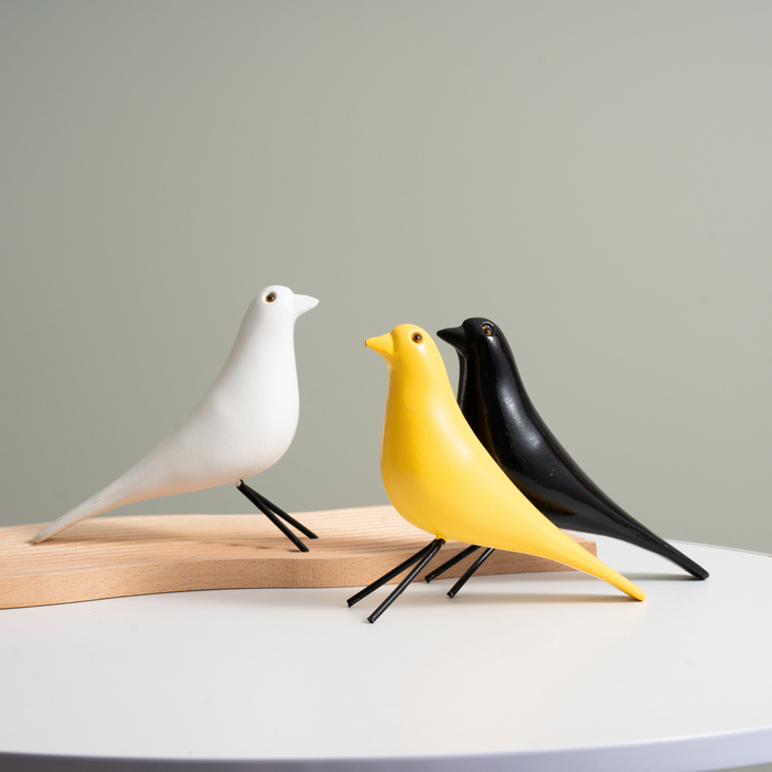 Wooden Modern Minimalist Bird Ornaments - Yellow (19cm)