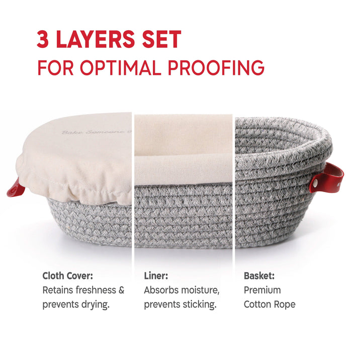 KneadAce Oval Cotton Rope Proofing Baskets Set