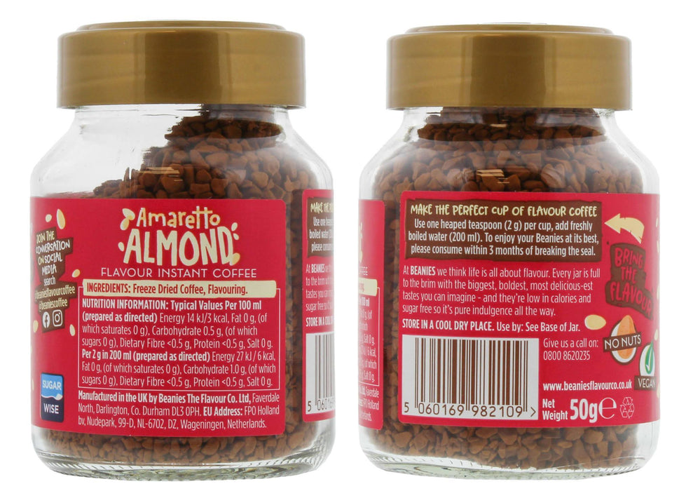 Beanies Flavoured Instant Coffee 50g - Amaretto Almond