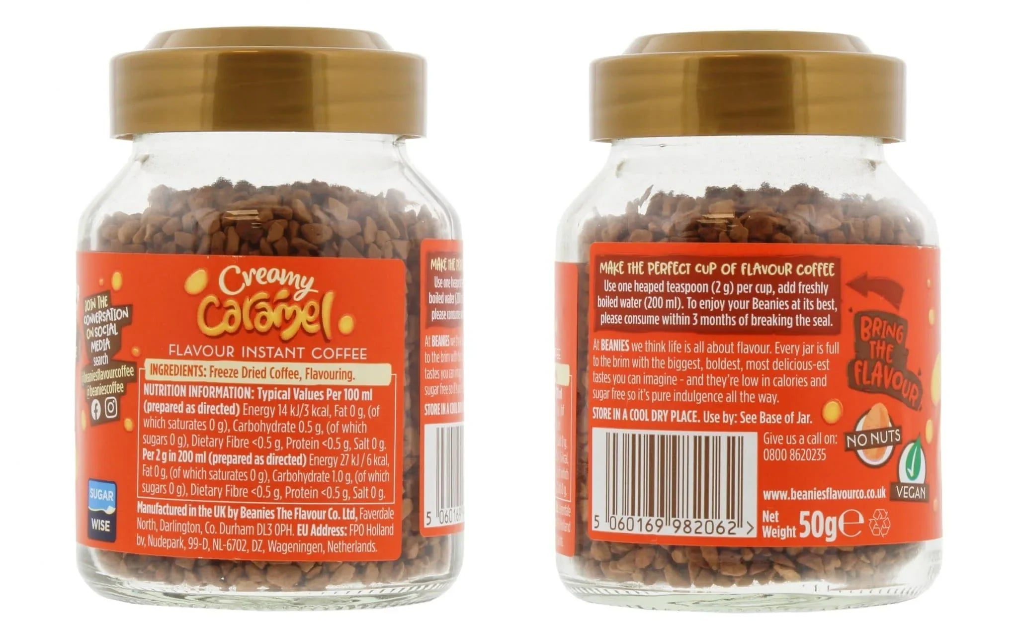 Beanies Flavoured Instant Coffee 50g - Creamy Caramel