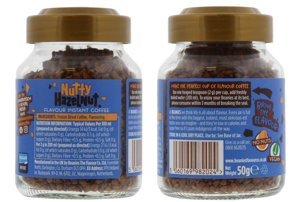 Beanies Flavoured Instant Coffee 50g - Nutty Hazelnut