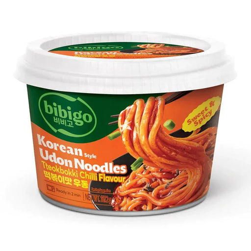Bibigo Korean Style Udon Noodles - Tteokbokki Chilli Flavour (187g) - LemonSalt