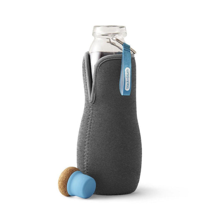 Black+Blum Glass Charcoal Filter Water Bottle 650ml - Blue