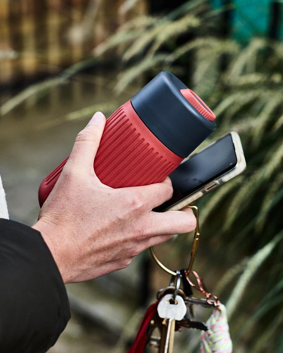 Black+Blum Glass Travel Cup With Silicone Cover (340ml) - Coral - LemonSalt