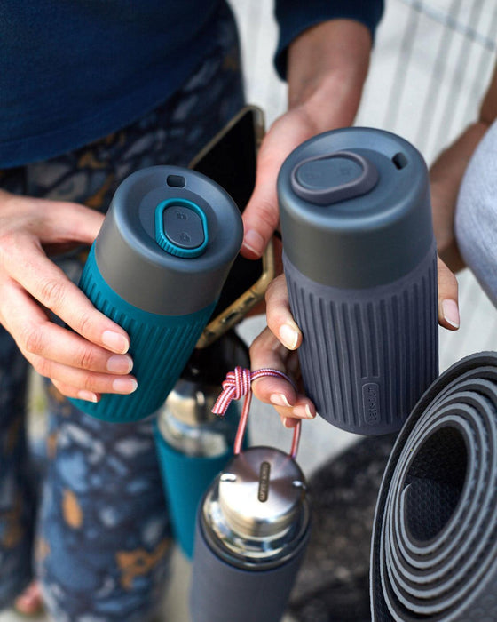 Black+Blum Glass Travel Cup With Silicone Cover (340ml) - Coral - LemonSalt