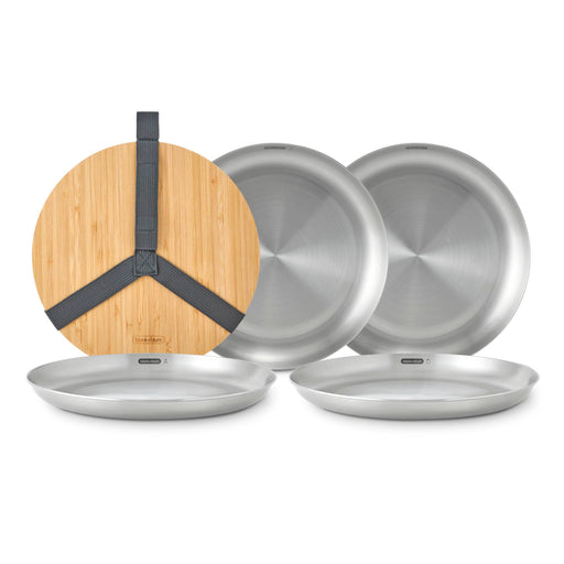 Black+Blum Plate Set - 4pc Stainless Steel Plate Set with Bamboo lid - LemonSalt