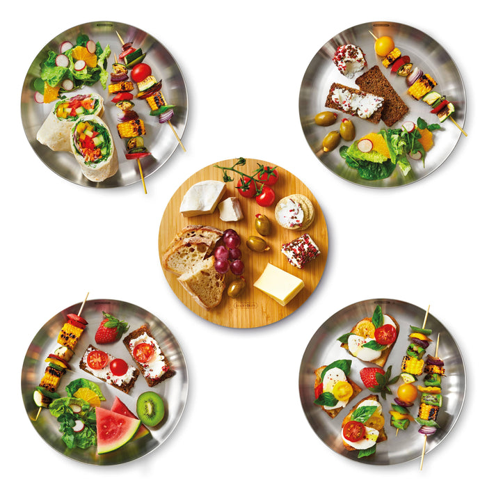 Black+Blum Plate Set - 4pc Stainless Steel Plate Set with Bamboo lid - LemonSalt