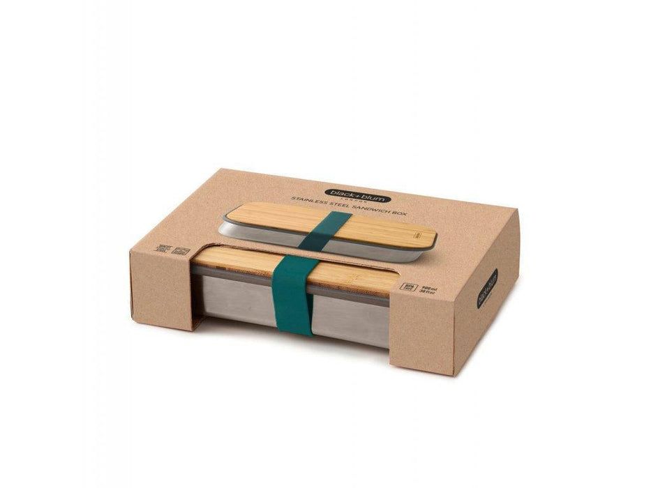 Black+Blum Stainless Steel Sandwich Box with Bamboo Lid (900ml) - Ocean - LemonSalt