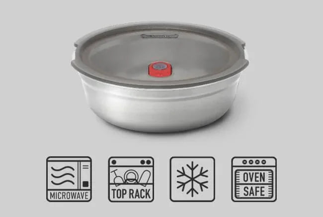 Black+Blum Microwave-Safe Steel Food Bowl - Grey/Red