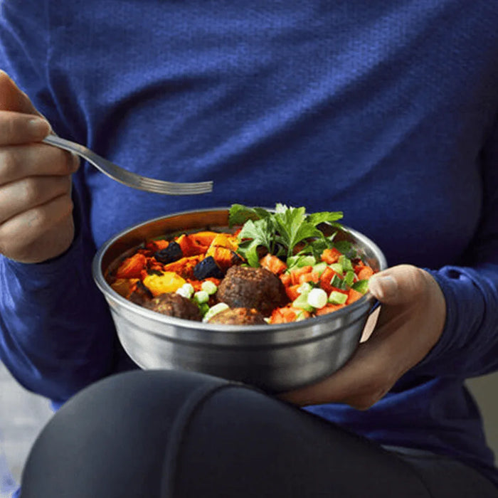 Black+Blum Microwave-Safe Steel Food Bowl - Grey/Red