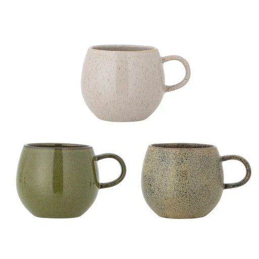 Bloomingville - Addison Mug, Green, Stoneware (Set of 3) - LemonSalt