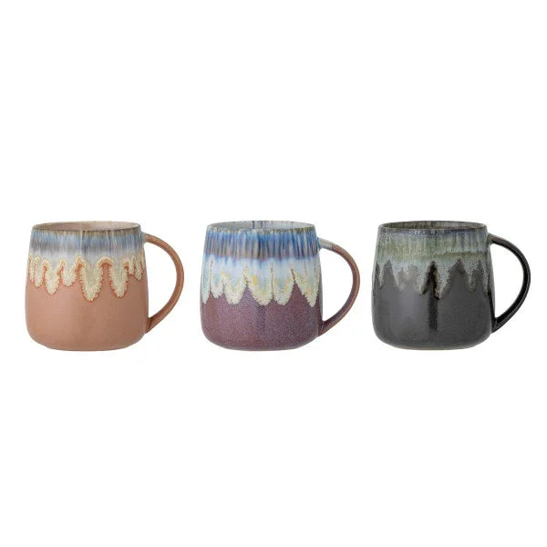 Bloomingville - Cloe Mug, Blue, Stoneware (Set of 3) - LemonSalt