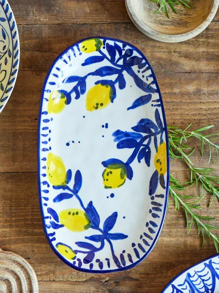 Bloomingville - Maxima Serving Plate, Blue, Stoneware (29cm) - LemonSalt