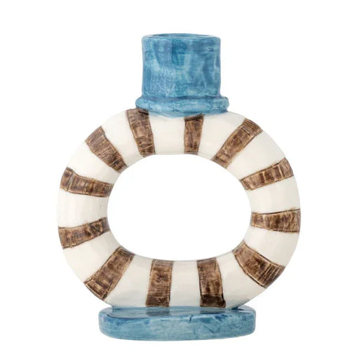 Bloomingville - Tacana Candle Holder, Blue, Stoneware (12cm) - LemonSalt
