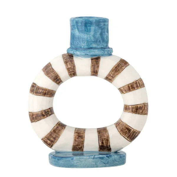Bloomingville - Tacana Candle Holder, Blue, Stoneware (12cm) - LemonSalt