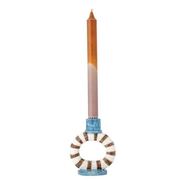 Bloomingville - Tacana Candle Holder, Blue, Stoneware (12cm) - LemonSalt