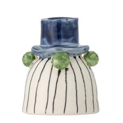 Bloomingville - Tacana Candle Holder, Blue, Stoneware (9cm)