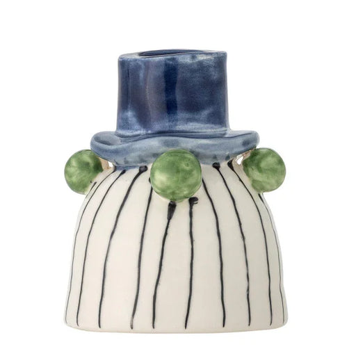 Bloomingville - Tacana Candle Holder, Blue, Stoneware (9cm) - LemonSalt