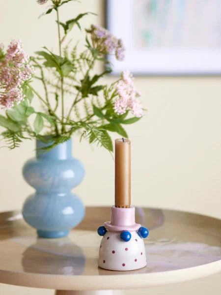 Bloomingville - Tacana Candle Holder, Rose, Stoneware (9cm) - LemonSalt