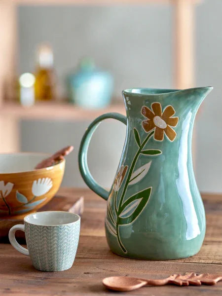 Bloomingville - Tangier Jug, Green, Stoneware (15cm) - LemonSalt